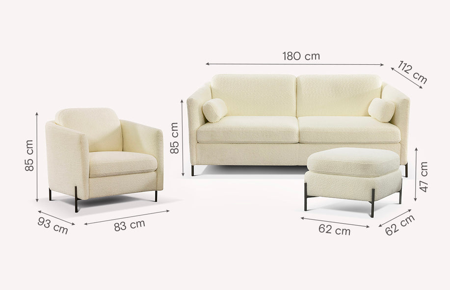 Lot canapé fauteuil et pouf LAPP-1