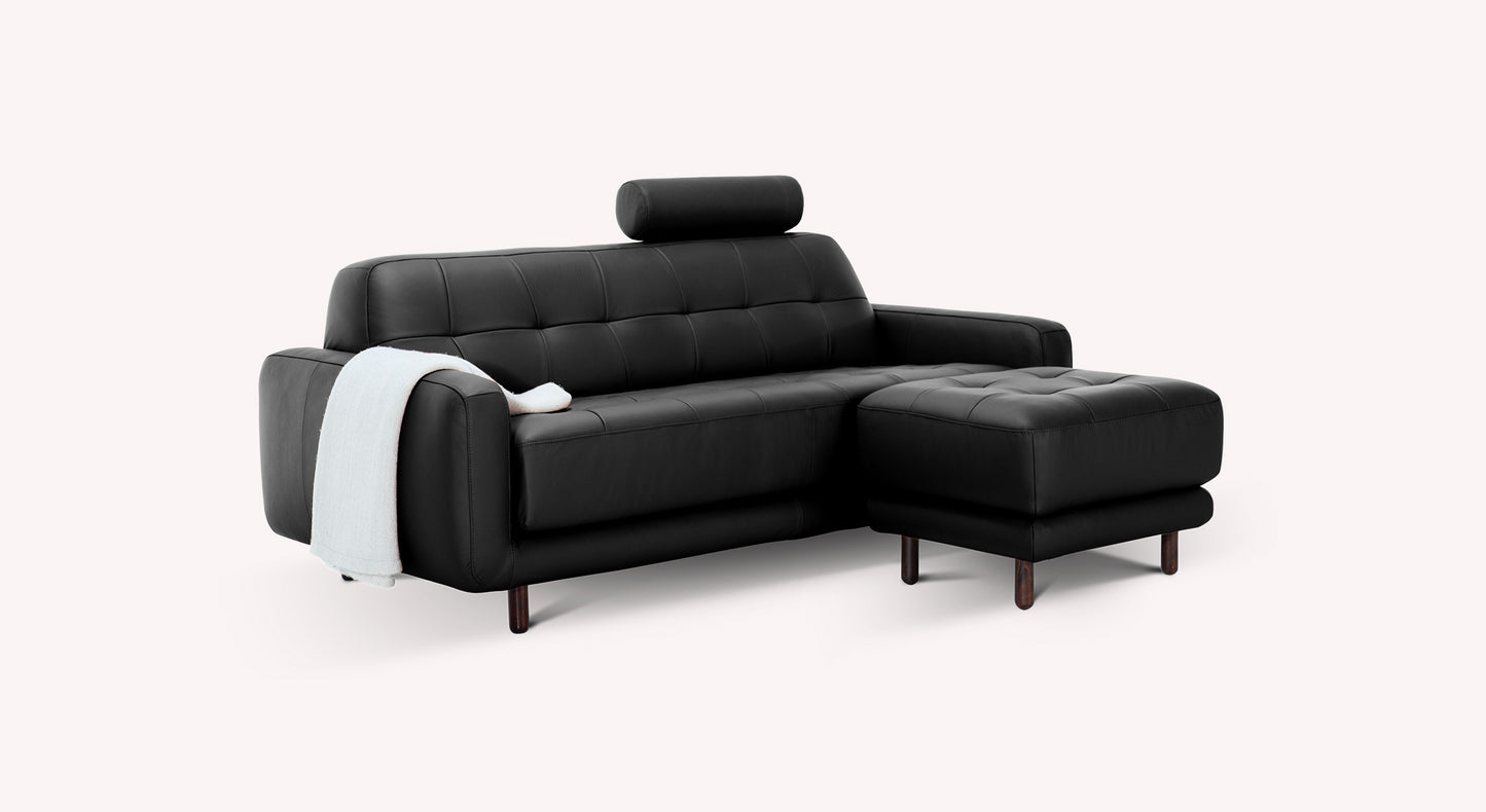 CLARK sofa and ottoman set Sidney Black leather