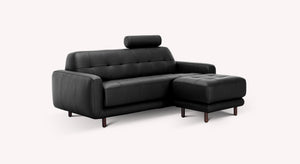 CLARK sofa and ottoman set Sidney Black leather