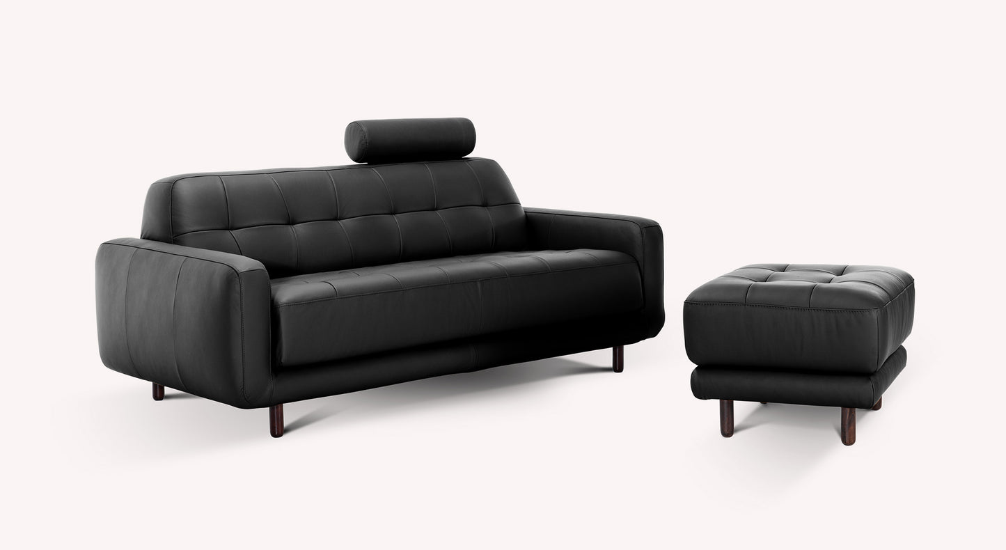 CLARK sofa and ottoman set Sidney Black leather