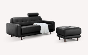 CLARK sofa and ottoman set Sidney Black leather